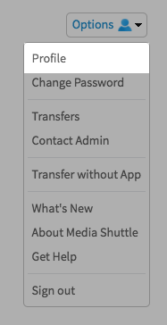 Click to open the Profile options